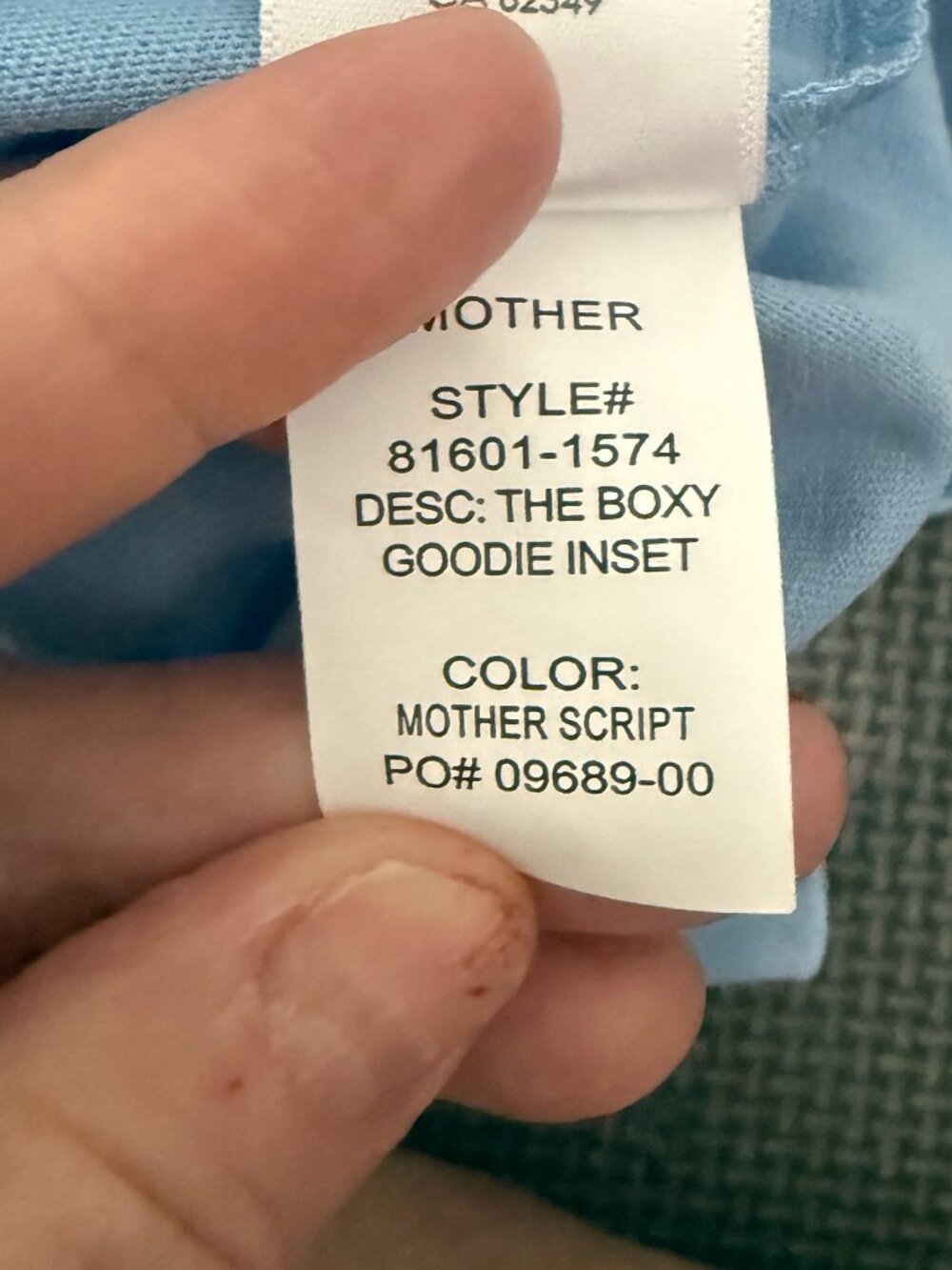 NWT MOTHER The Boxy GoodieInset Tee -Mother Script- L- Baby Blue/Red/White - Picture 12 of 12